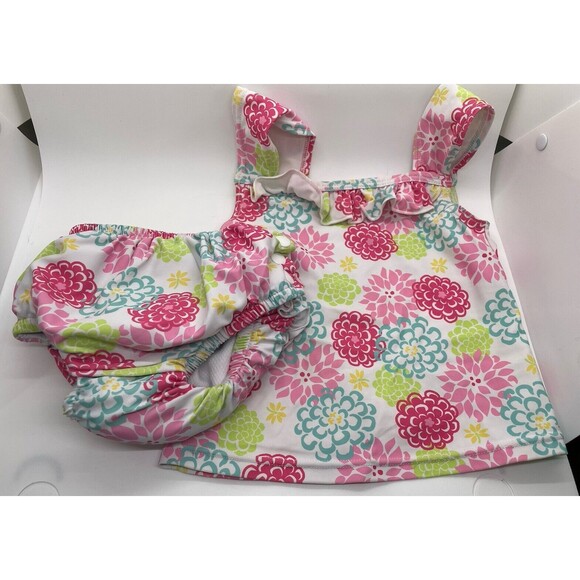 Iplay Baby Girl Snap‎ Reusable Absorbent Swimsuit Diaper And To Floral Size 12 M - Picture 1 of 7